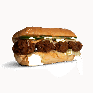 Thai balls on bread spicy hot hoagie