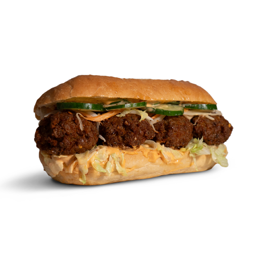 Thai balls on bread spicy hot hoagie