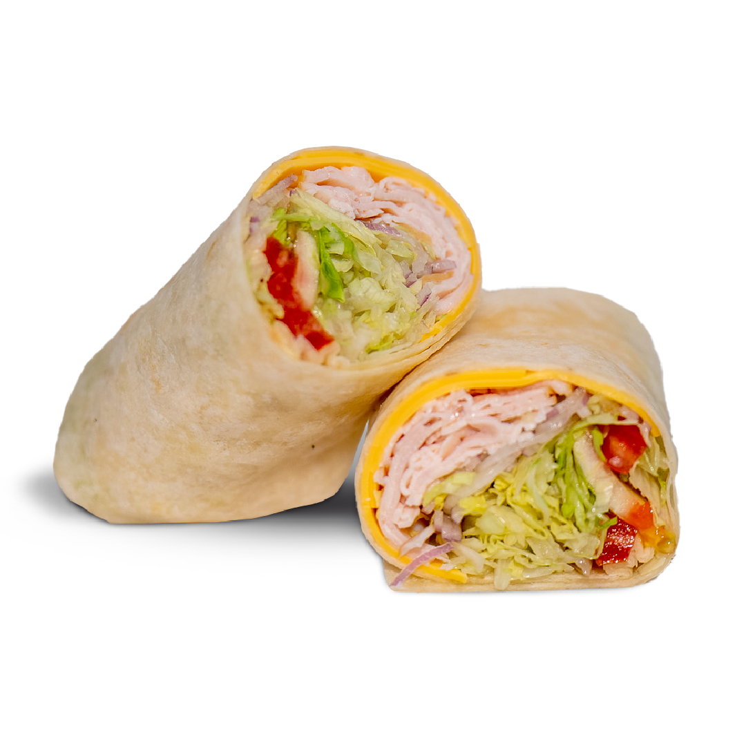 Mother Clucker wrap with Smoked Chicken, American Bacon, Provolone or American Cheddar
